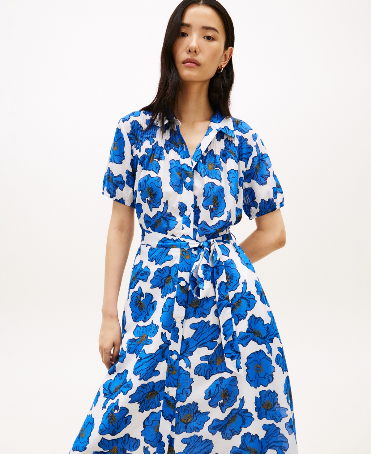 Tommy Hilfiger Women's Pin Tuck Cambric Collared Dress