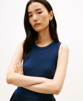 Women's Mix Media Pleated Sleeveless Midi Dress