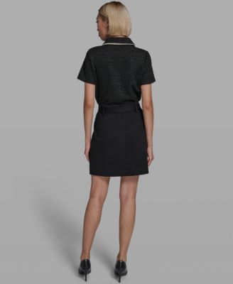 Women's Polka Dot Belted Skirt