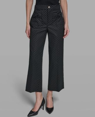 Women's Mid-Rise Polka Dot Bow Pants
