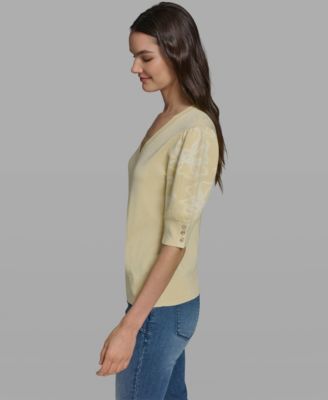 Women's Floral Short-Sleeve Sweater