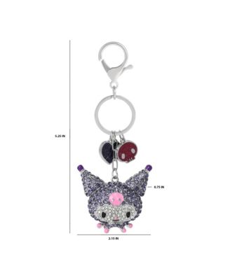 Sanrio Kuromi Crystal Keychain with Skull & Heart Charms