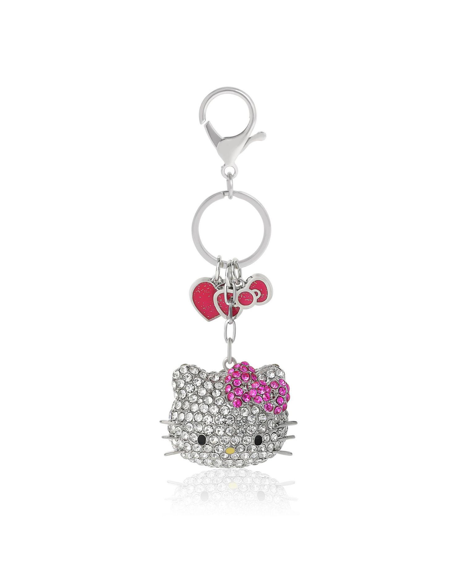 Sanrio Crystal Keychain with Pink Bow & Heart Charm