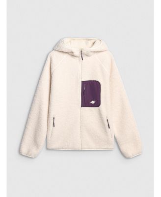 Women's regular sherpa fleece with hood - white