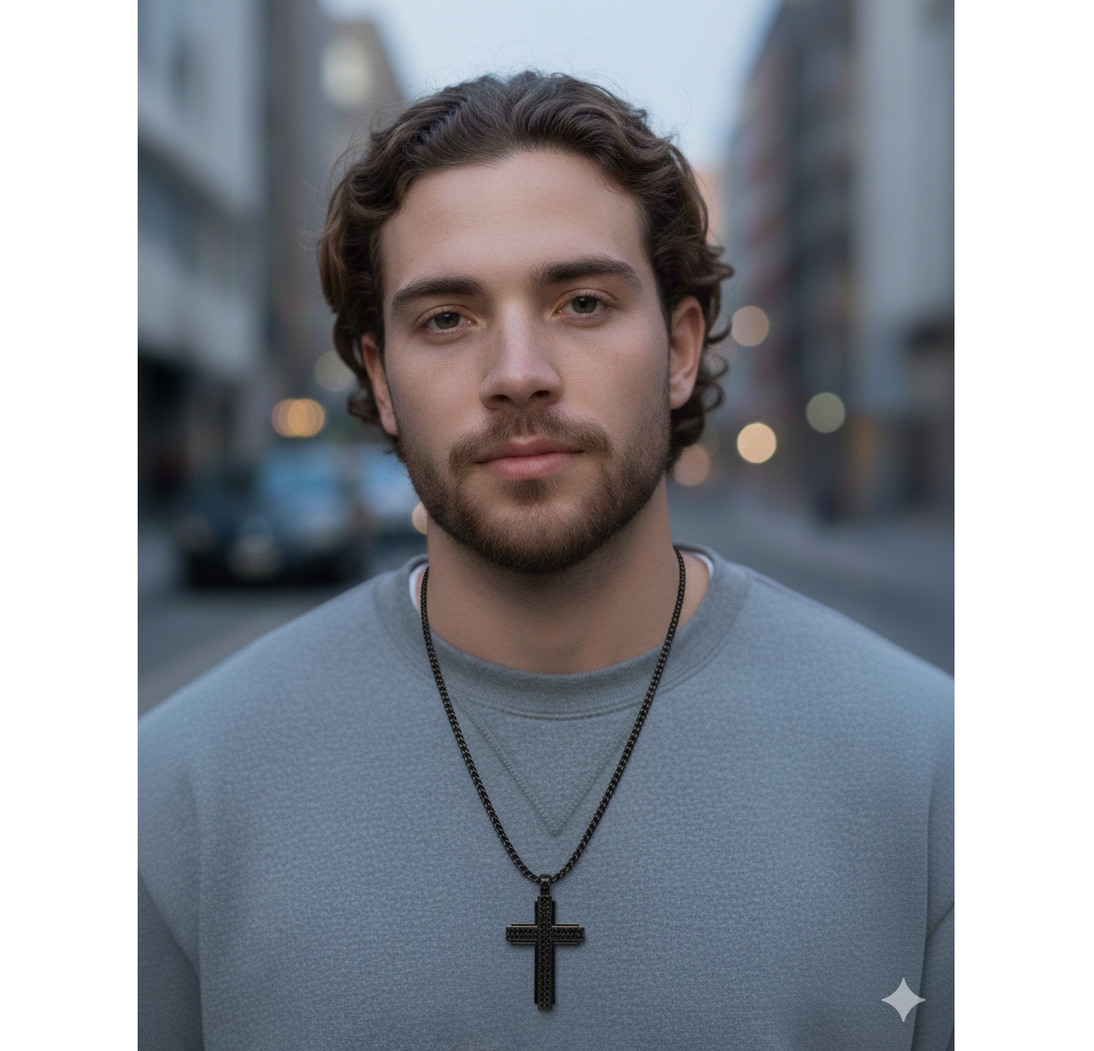 Metallo Stainless Steel, Cz Cross Necklace