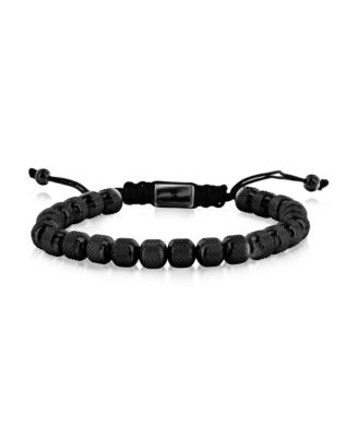 Stainless Steel, Textured Beaded Adjustable Bracelet