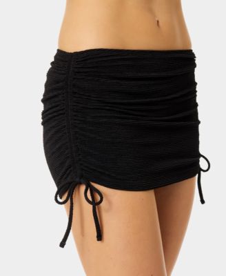 Women's Solid Popcorn Scrunch Side-Tie Swim Skirt