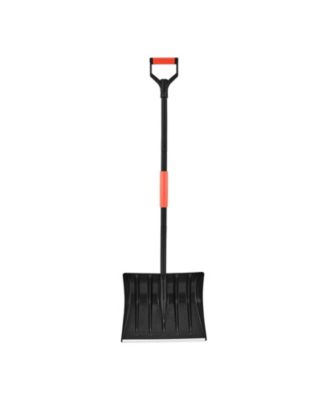 Snow Shovel, 17" Wide Plastic Blade w/ Aluminum Edge, D-Handle, Lightweight Driveway Snow Shovel