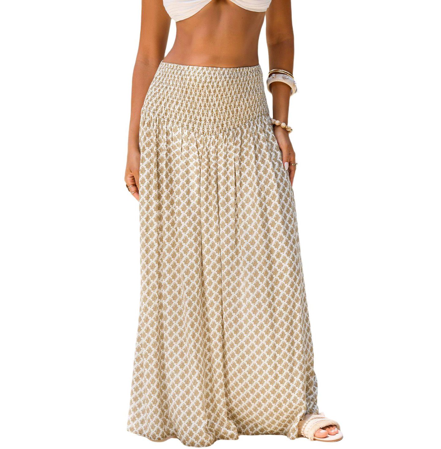 Женская юбка Cupshe Earthshine Ornate Maxi, цвет: Бежевый / Хаки — фото 1