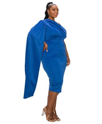 Plus Size Spade One Shoulder Cape Dress