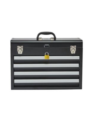 Metal Tool Box, 20.5", Portable 4-Drawer Tool Chest, EVA Liners, Locking Ball-Bearing Slides, Powder-Coat
