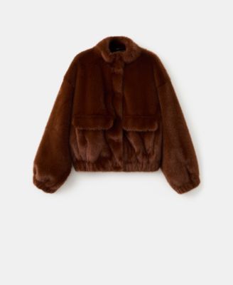 Women's Pockets Faux-Fur Jacket