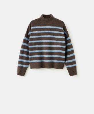 Women's Oversized Striped Turtleneck Sweater