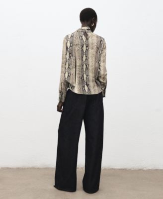 Women's Scarf Animal-Print Blouse