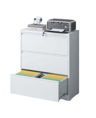 Lateral File Cabinet 3 Drawer, White Filing Cabinet with Lock, Lockable File Cabinet for Home Office