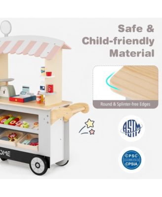Kids Pretend Food Cart with Accessories and Storage