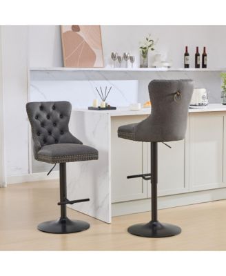Set of 2 PU Swivel Bar Stools Adjustable Seat Height for Dining Pub
