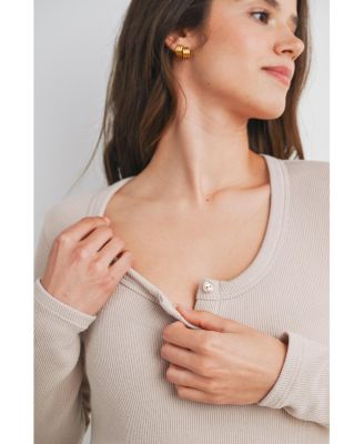 Maternity Henley Long Sleeve Nursing Top