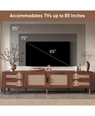 78" Cabinet TV Stand with 4-Drawer and Soft-Close Hinges
