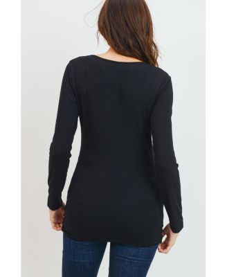 Maternity Casual Side Ruched Long Sleeve Top