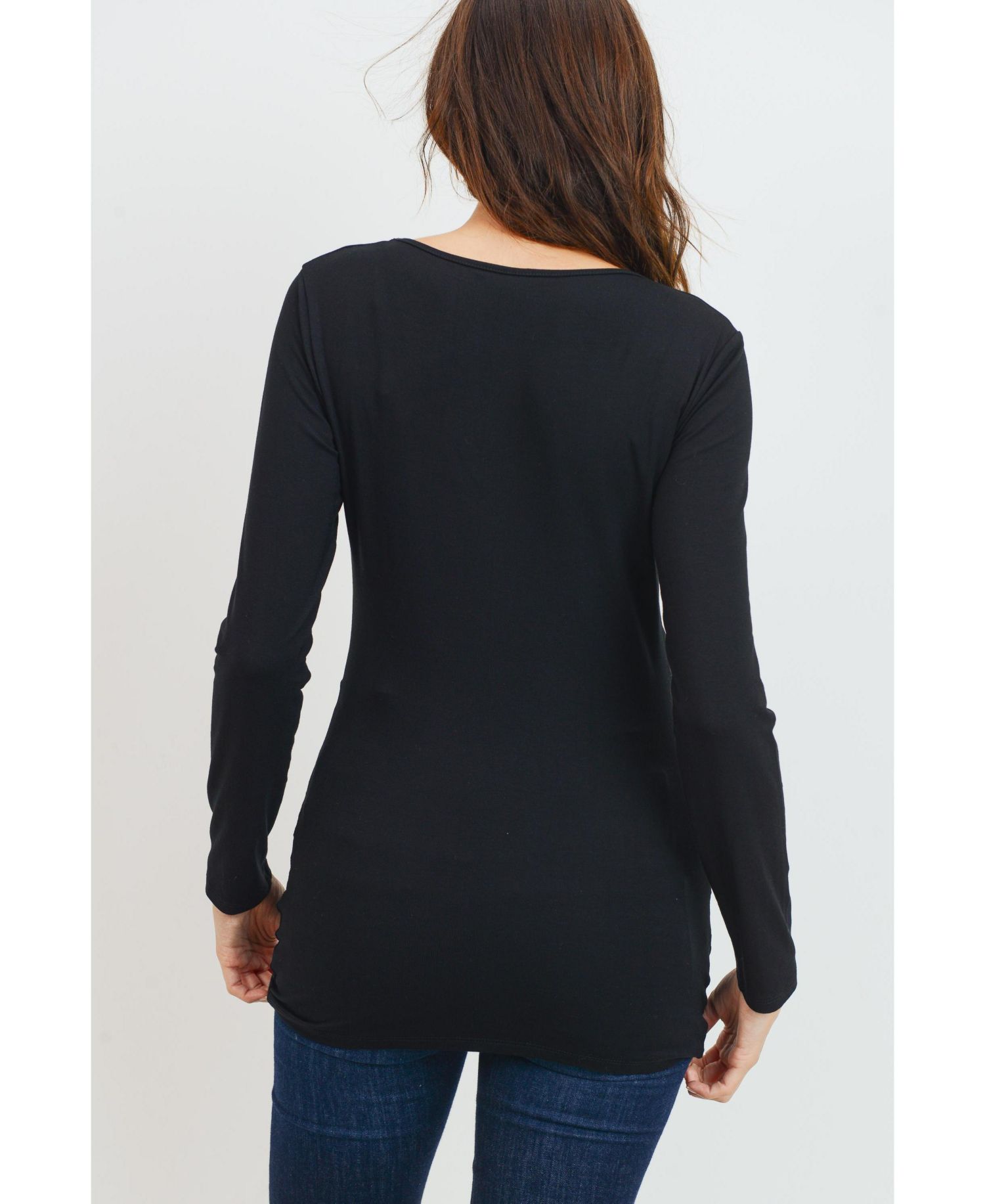 Maternity Casual Side Ruched Long Sleeve Top
