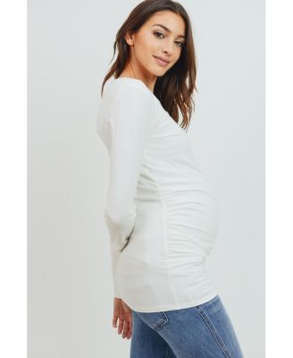 Maternity Casual Side Ruched Long Sleeve Top