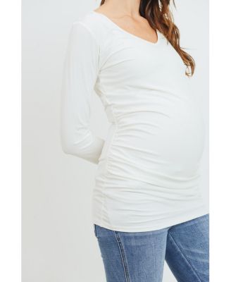 Maternity Casual Side Ruched Long Sleeve Top