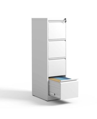 4 Drawer Metal Vertical File Cabinet with Lock Office Home Steel Vertical File Cabinet for A4 Legal/Letter Size