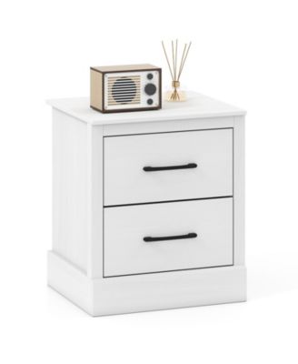 Wood Compact Floor Nightstand with Storage Drawers