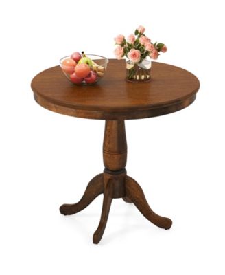 32" Wooden Round Pub Pedestal Side Table