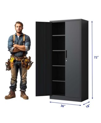 72"H Metal Garage Storage Cabinet, Tall Cabinets for Garage Storage Systems Lockable File Cabinet for Home Office, Classroom/Pantry