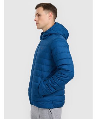 Men's down jacket with synthetic filling - navy blue