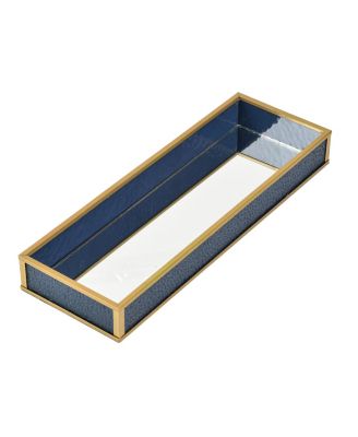 Handcrafted Glass Tray, Decorative Storage Container for Makeup, Jewelry, Desk, or Bathroom Stylish, Blue