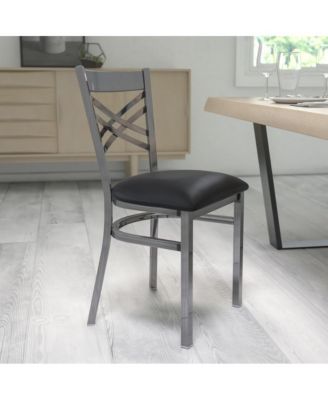 Clear Coated "X" Back Metal Restaurant Dining Chair