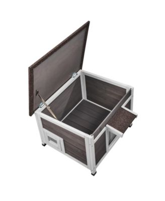 Weatherproof Wooden Outdoor Cat Shelter with Door Flaps, 24