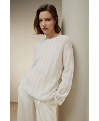 Women's Semi-Sheer Cable-knit Cashmere Sweater