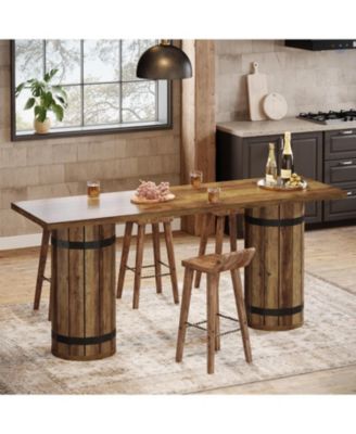 70.9-Inch Long Bar Table, Counter Height Pub Table, Industrial Bar Height Table, Brown