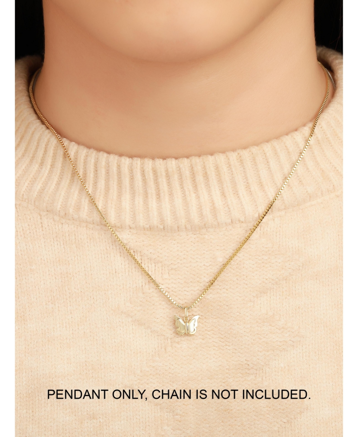 Devata Butterfly Pendant in 14K Gold, approx. 0.8 grams.