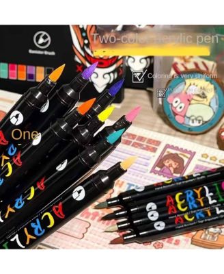 72 Colors Acrylic Paint Markers, Soft-Tip Double-Ended Marker for Stone, Ceramic, Metal, Glass, Rock Painting and DIY Crafts Art Supplies