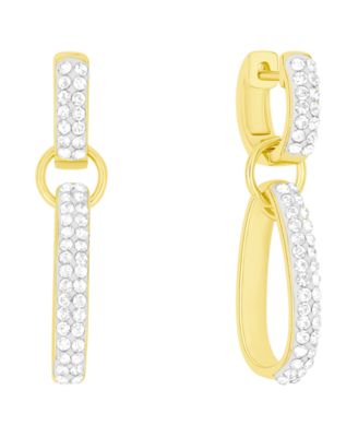 Crystal Drop Hinged Hoop Earrings