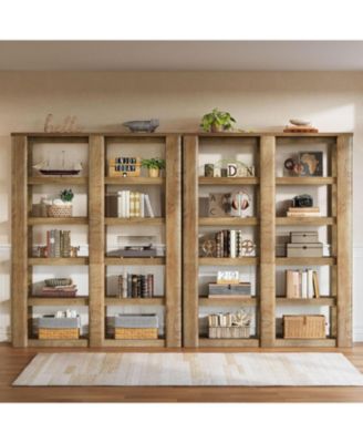 6-Tier Tall Bookshelf Set of 2, 71-Inch Farmhouse Bookcase with Storage Shelves, Freestanding Large Open Shelving Unit