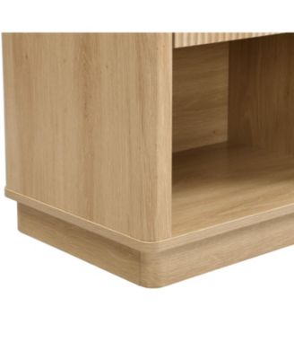 Modern Bedside Table Nightstand with Outlet & USB Port, Charging Station and Storage Drawer for Small Spaces-Natural