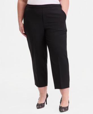 Plus Size High Rise Pull-On Cropped Pants