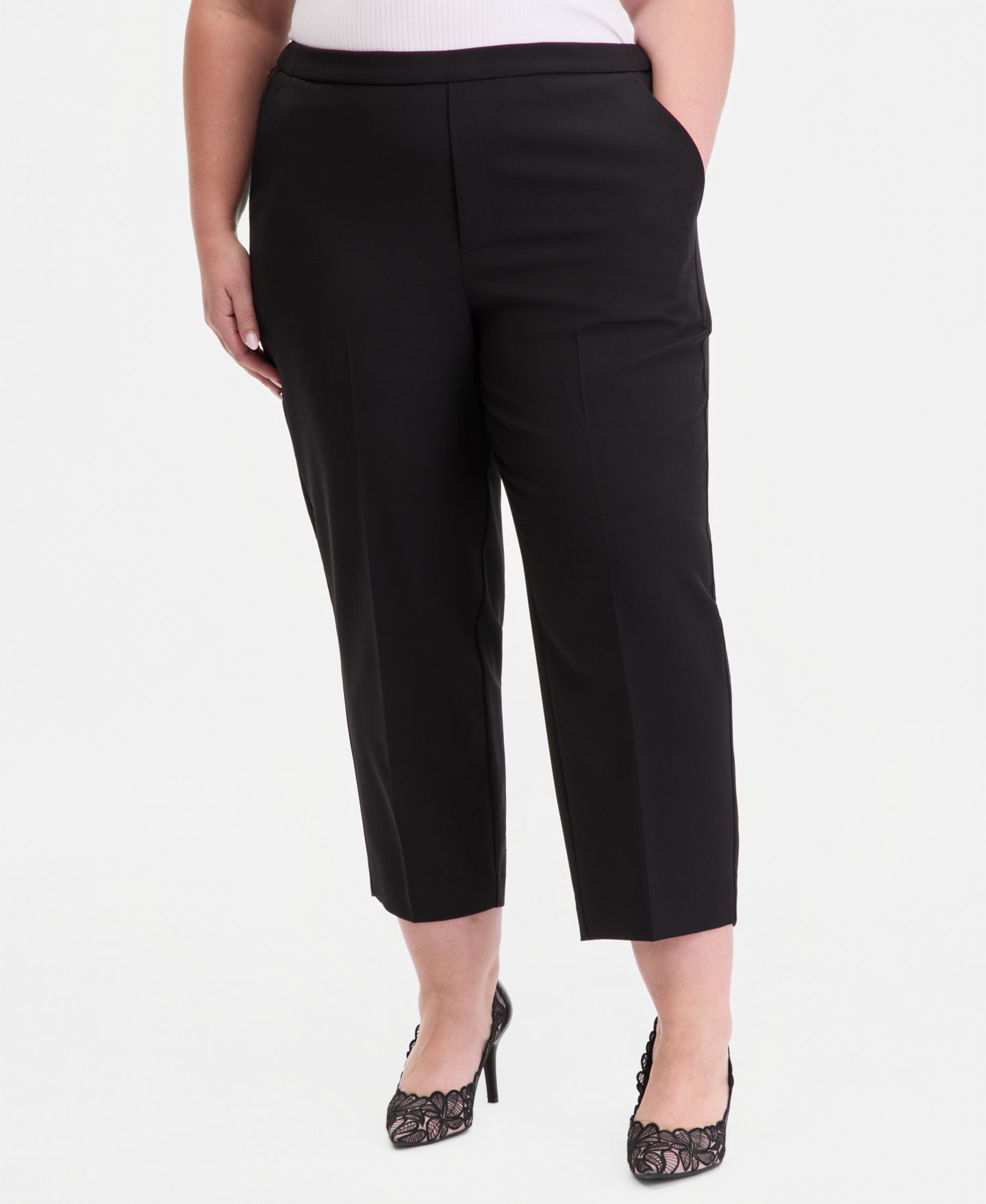 Женские брюки I.N.C. International Concepts Plus Cropped Pull-On, цвет: Глубокий чёрный — фото 3