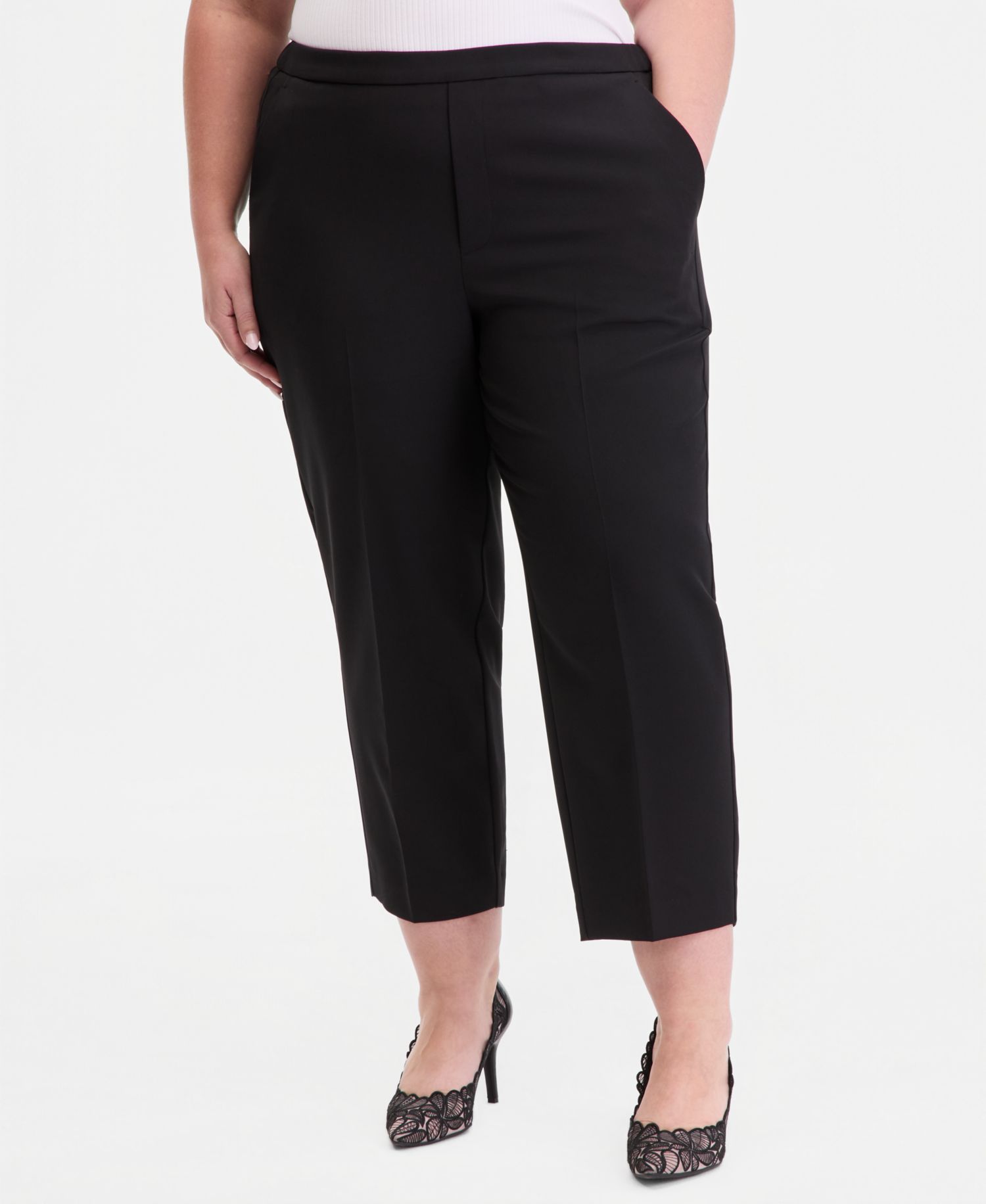 Plus Cropped Pull-On Pants