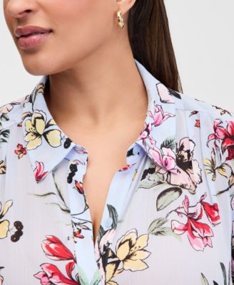 Plus Size Printed Button-Front Shirt