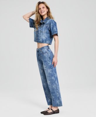 Women's High-Rise Bandana-Print Jeans