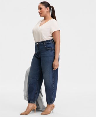 Plus Size High Rise Barrel Jeans