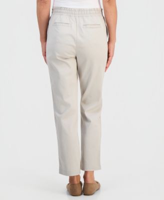 Petite Twill-Tape Tapered Pull-On Pants
