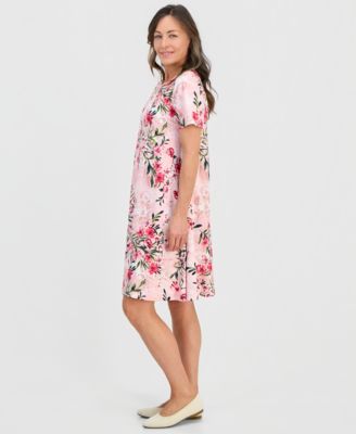 Petite Short-Sleeve Floral T-Shirt Dress